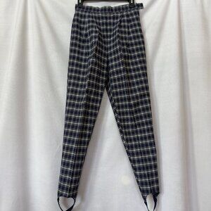 VTG Casual Corner Navy Plaid Trousers Size 6 - Like New - Dark Academia